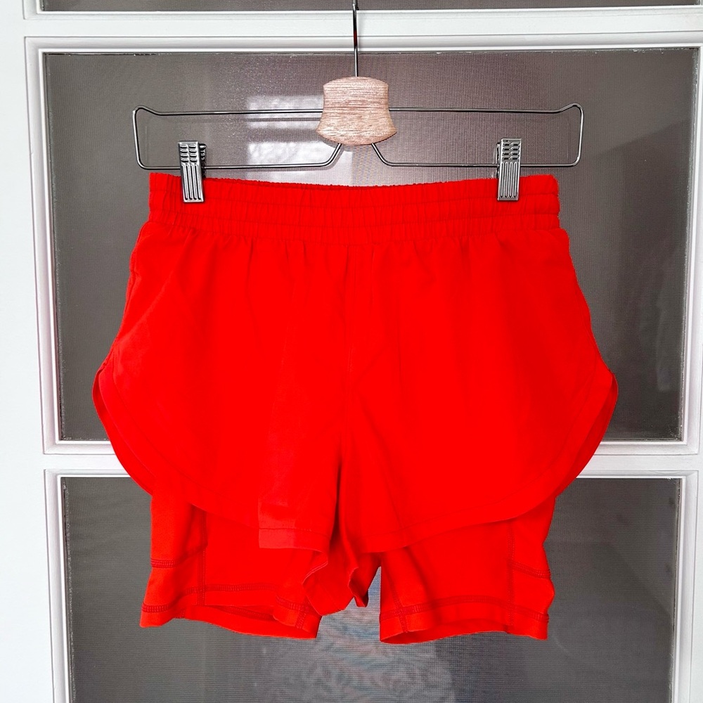 Orange Two-in-One Athletic Shorts